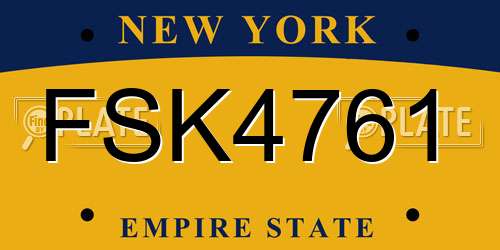 FSK4761 New York License Plate