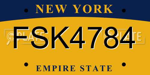 FSK4784 New York License Plate