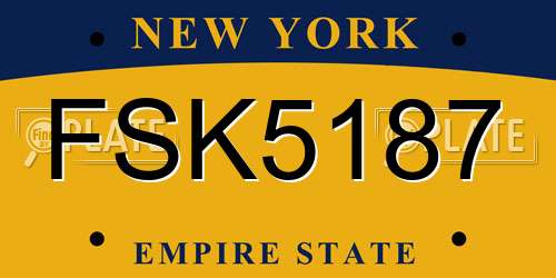 FSK5187 New York License Plate