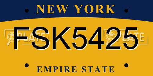 FSK5425 New York License Plate