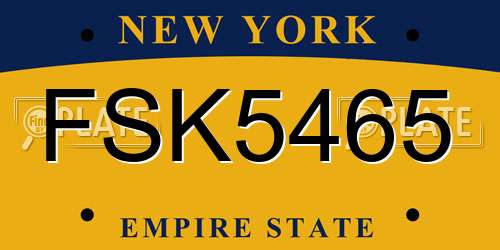 FSK5465 New York License Plate