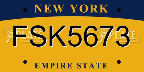 FSK5673 New York License Plate