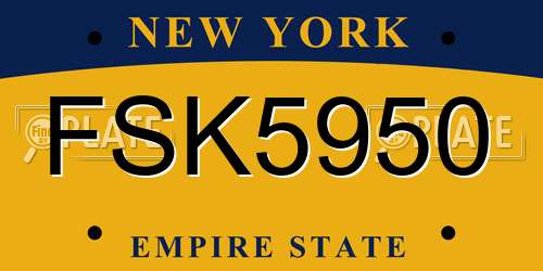 FSK5950 New York License Plate