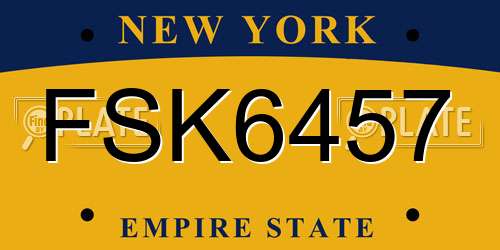 FSK6457 New York License Plate