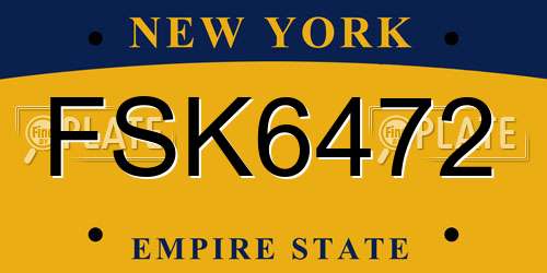 FSK6472 New York License Plate