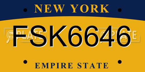 FSK6646 New York License Plate