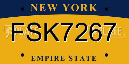 FSK7267 New York License Plate