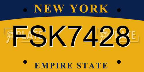FSK7428 New York License Plate