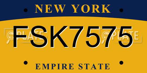 FSK7575 New York License Plate