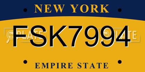 FSK7994 New York License Plate