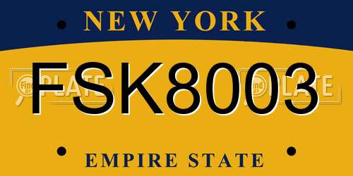 FSK8003 New York License Plate