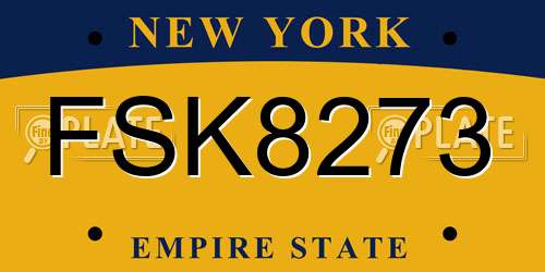 FSK8273 New York License Plate