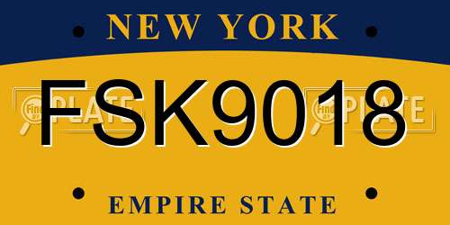 FSK9018 New York License Plate