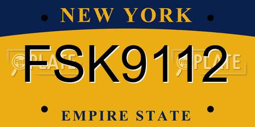 FSK9112 New York License Plate