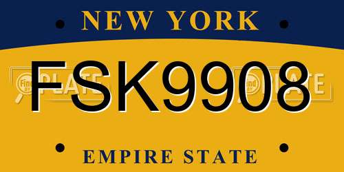 FSK9908 New York License Plate