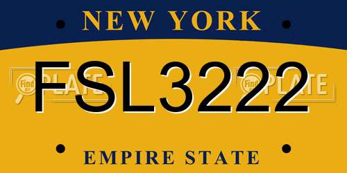FSL3222 New York License Plate