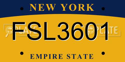 FSL3601 New York License Plate