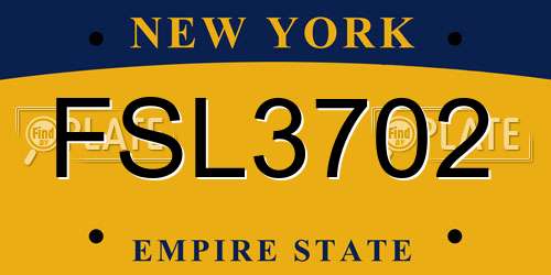 FSL3702 New York License Plate