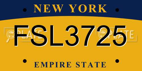 FSL3725 New York License Plate