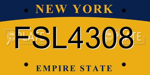 FSL4308 New York License Plate