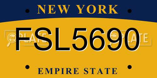 FSL5690 New York License Plate
