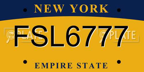 FSL6777 New York License Plate