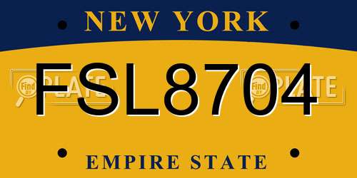 FSL8704 New York License Plate