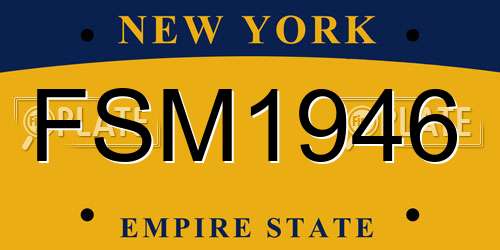 FSM1946 New York License Plate