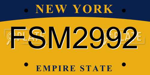 FSM2992 New York License Plate