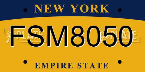 FSM8050 New York License Plate