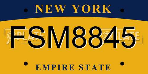 FSM8845 New York License Plate
