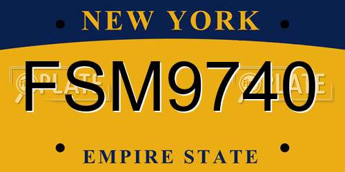 FSM9740 New York License Plate
