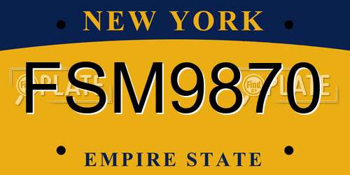FSM9870 New York License Plate