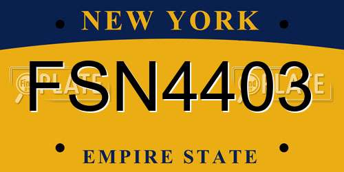 FSN4403 New York License Plate