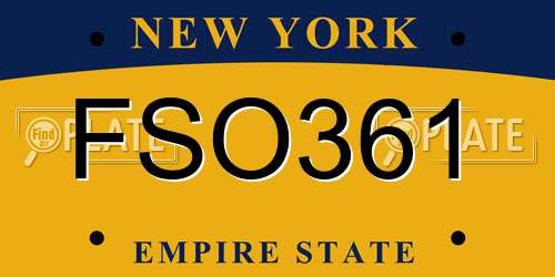 FSO361 New York License Plate