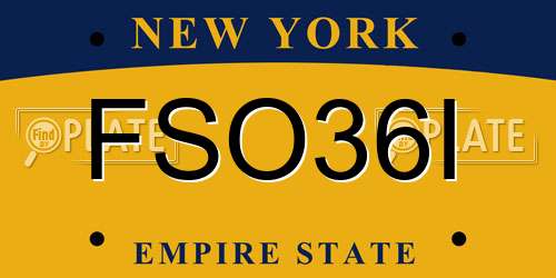FSO36I New York License Plate