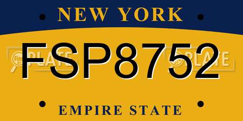 FSP8752 New York License Plate