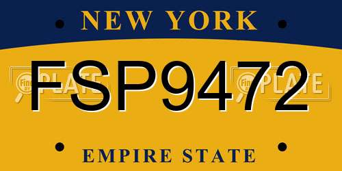 FSP9472 New York License Plate
