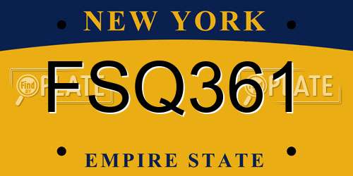 FSQ361 New York License Plate