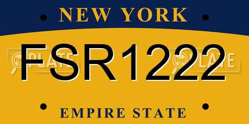 FSR1222 New York License Plate