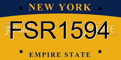 FSR1594 New York License Plate