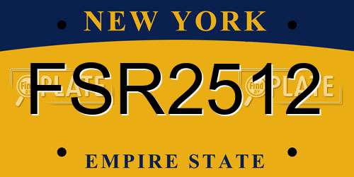 FSR2512 New York License Plate