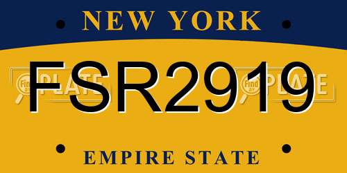 FSR2919 New York License Plate