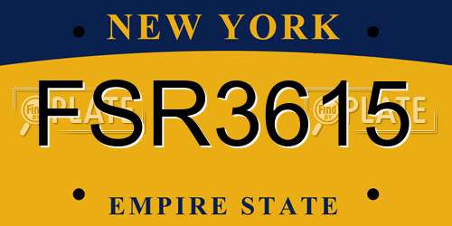 FSR3615 New York License Plate