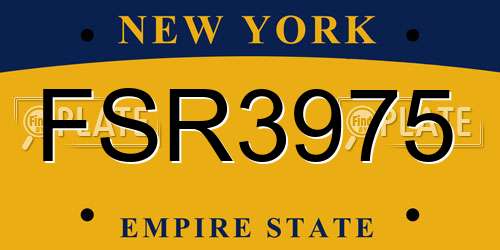 FSR3975 New York License Plate