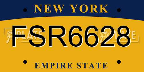 FSR6628 New York License Plate