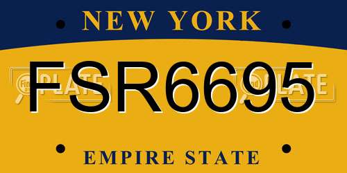 FSR6695 New York License Plate
