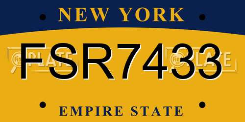 FSR7433 New York License Plate