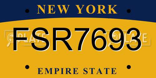 FSR7693 New York License Plate