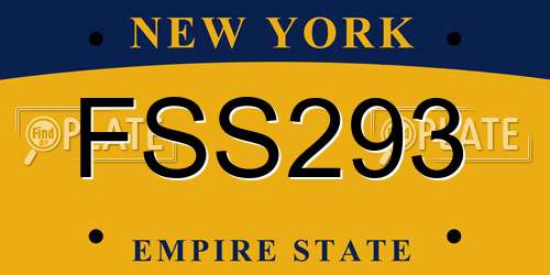 FSS293 New York License Plate